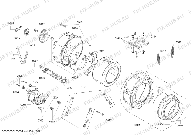 Схема №4 WIS28120FF Logixx 7 с изображением Бак для стиралки Bosch 00710534